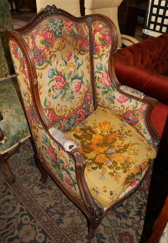 Upholstered semi wing back elbow chair